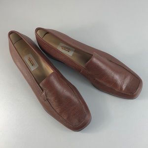 Talbots brown leather loafers square toe